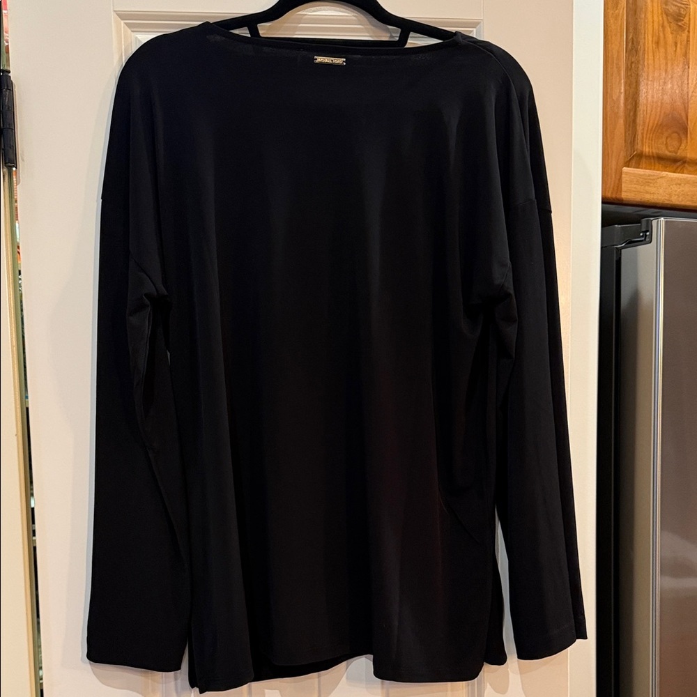 Michael Kors Black Long Sleeve Top with Gold Rings - Picture 3 of 5